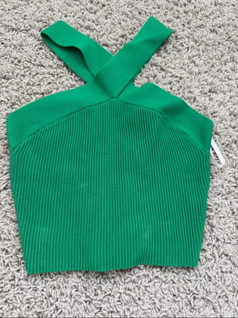 Babaton Emerald Ribbed Cross-Back Crop Top aritzia